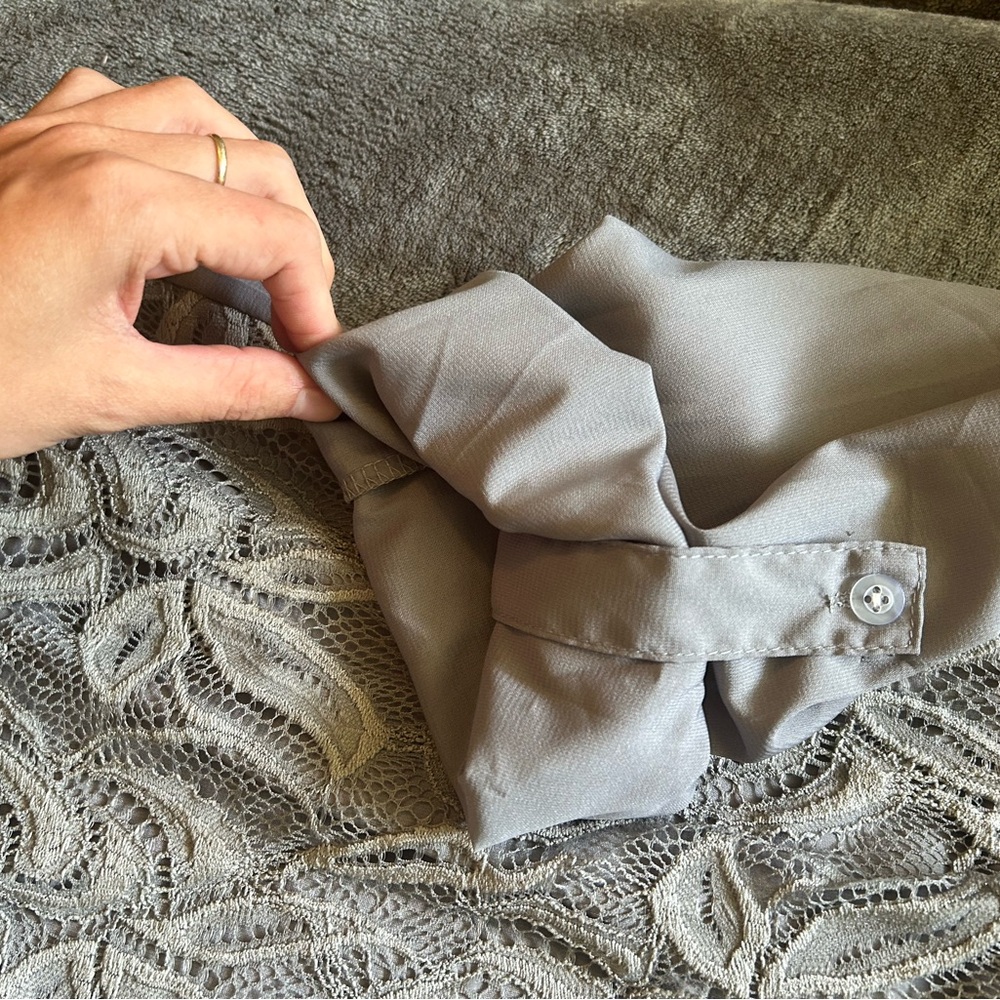 Apt. 9 Light Gray Lace Blouse - Picture 3 of 5